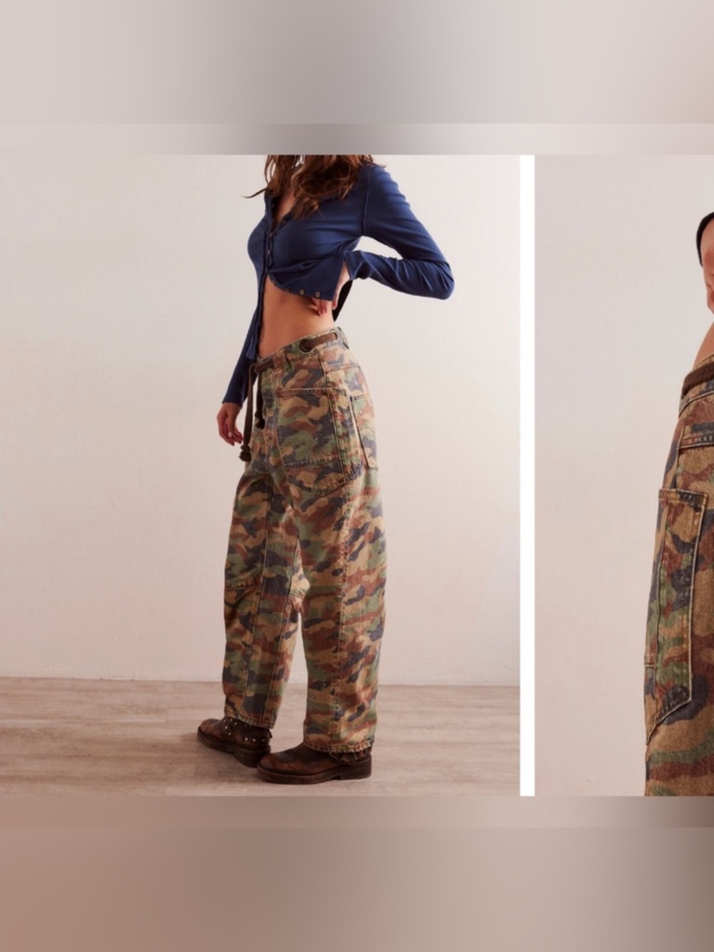 NWOT Free People We The Free Moxie Printed Low-Slung Barrel Jeans Green - 27, 30 - Picture 8 of 14